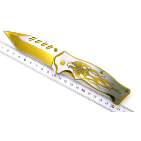 Stainless steel folding knife with golden Titanizing UD17019
